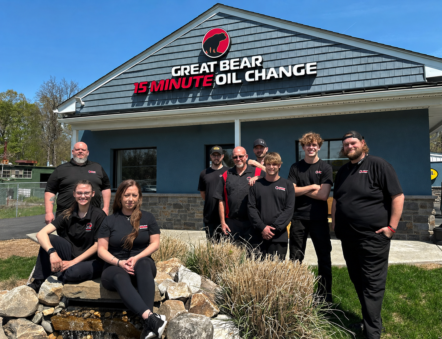 The Great Bear team standing together outside the Bechtelsville shop